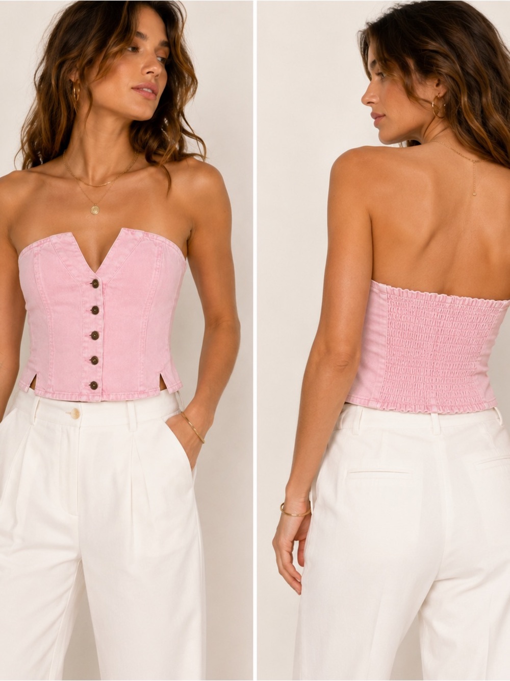 Free People Miray Denim Tube Top XS
